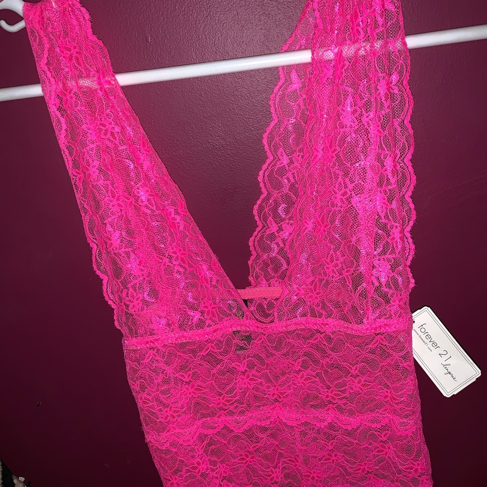 Hot pink lace one piece size large